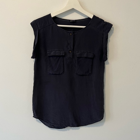 Club Monaco 100% Silk Navy Blouse - Picture 1 of 9